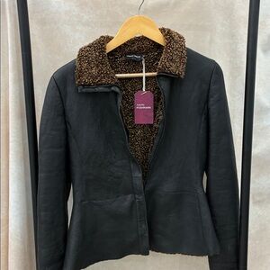 Giorgio Armani leather and fur jacket